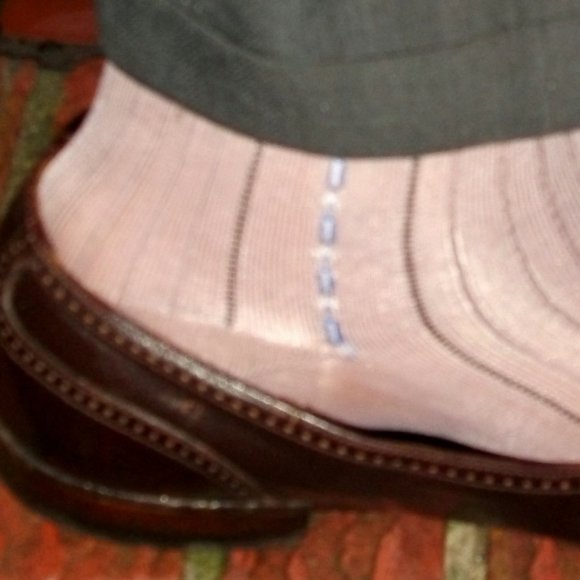 2PR Men's Sheer Taupe Thick N Thin with Pattern, Cap Toe Cap Heel Socks - 10 -13 - Picture 8 of 13